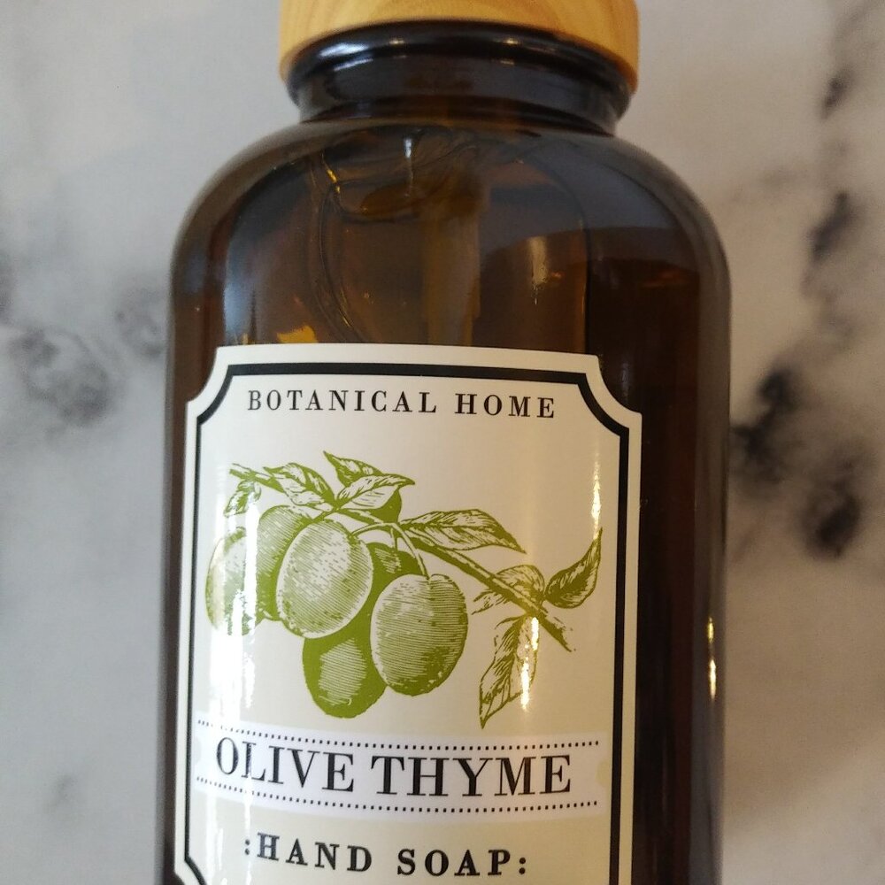 Luxury Olive Thyme Hand Soap - Glass Apothecary style bottle - 19.5 fl oz NWT